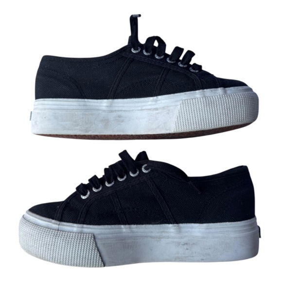 Superga 2790 Platform Sneakers – Black Canvas – Size Women’s 8 - Picture 2 of 8